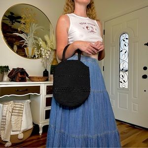 Cord Crochet Black Bag